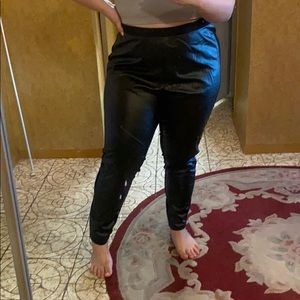 Faux half leather half spandex legging